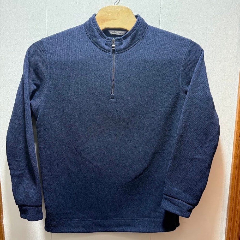 Peter Millar Mens Size XXL Navy Blue 1/4 Zip Polyester Fleece Pullover Sweater